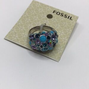 2/$25 FOSSIL Silver Combo Ring Size 8